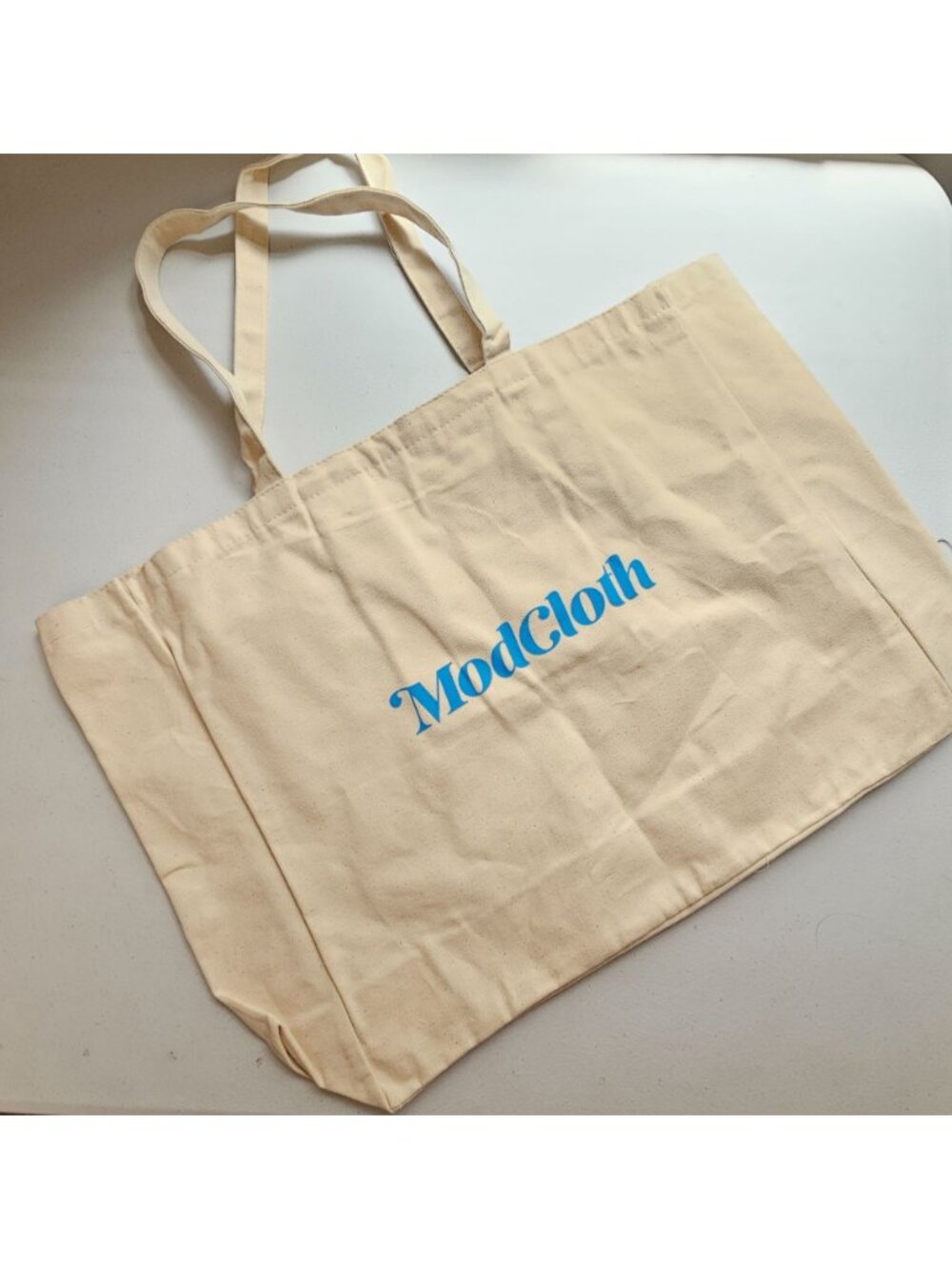 ModCloth Tote Bag Cream Home Sweet Home Earth Day 100% Cotton Packable Travel - Picture 3 of 16